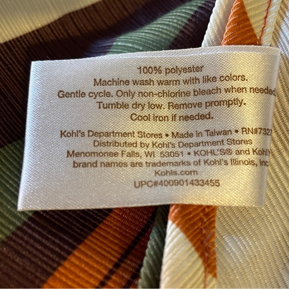 Sonoma Life+Style Fall Autumn Thanksgiving Tablecloth Stripes Orange Brown 80x60 - Picture 5 of 5